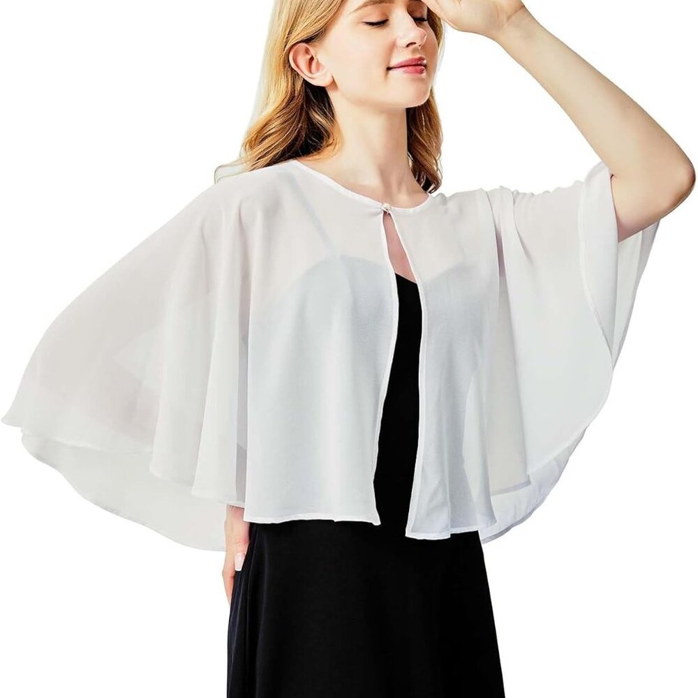 Chiffon Capelet Women's Soft Shawls and Wraps for Evening Dresses, Wedding Forma - Picture 5 of 5